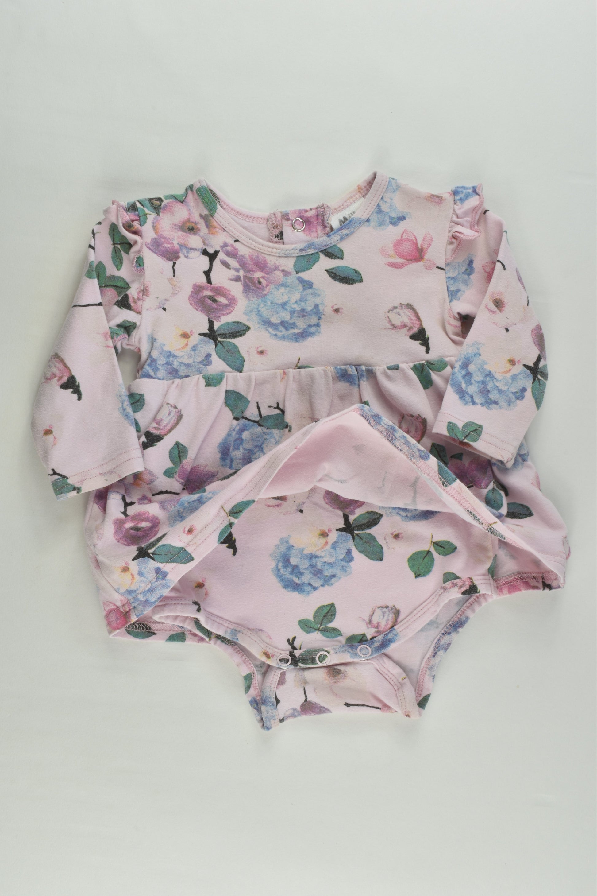 Milky Size 00 (3-6 months) Floral Dress with Bodysuit Underneath