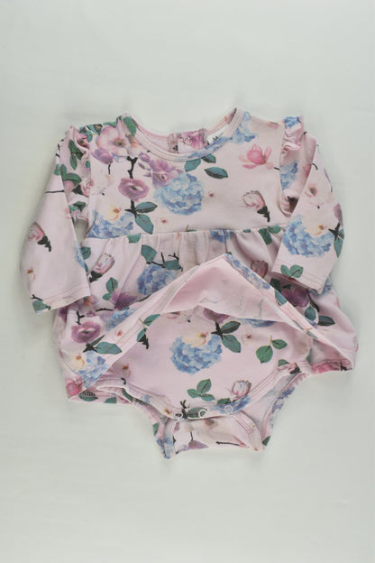 Milky Size 00 (3-6 months) Floral Dress with Bodysuit Underneath