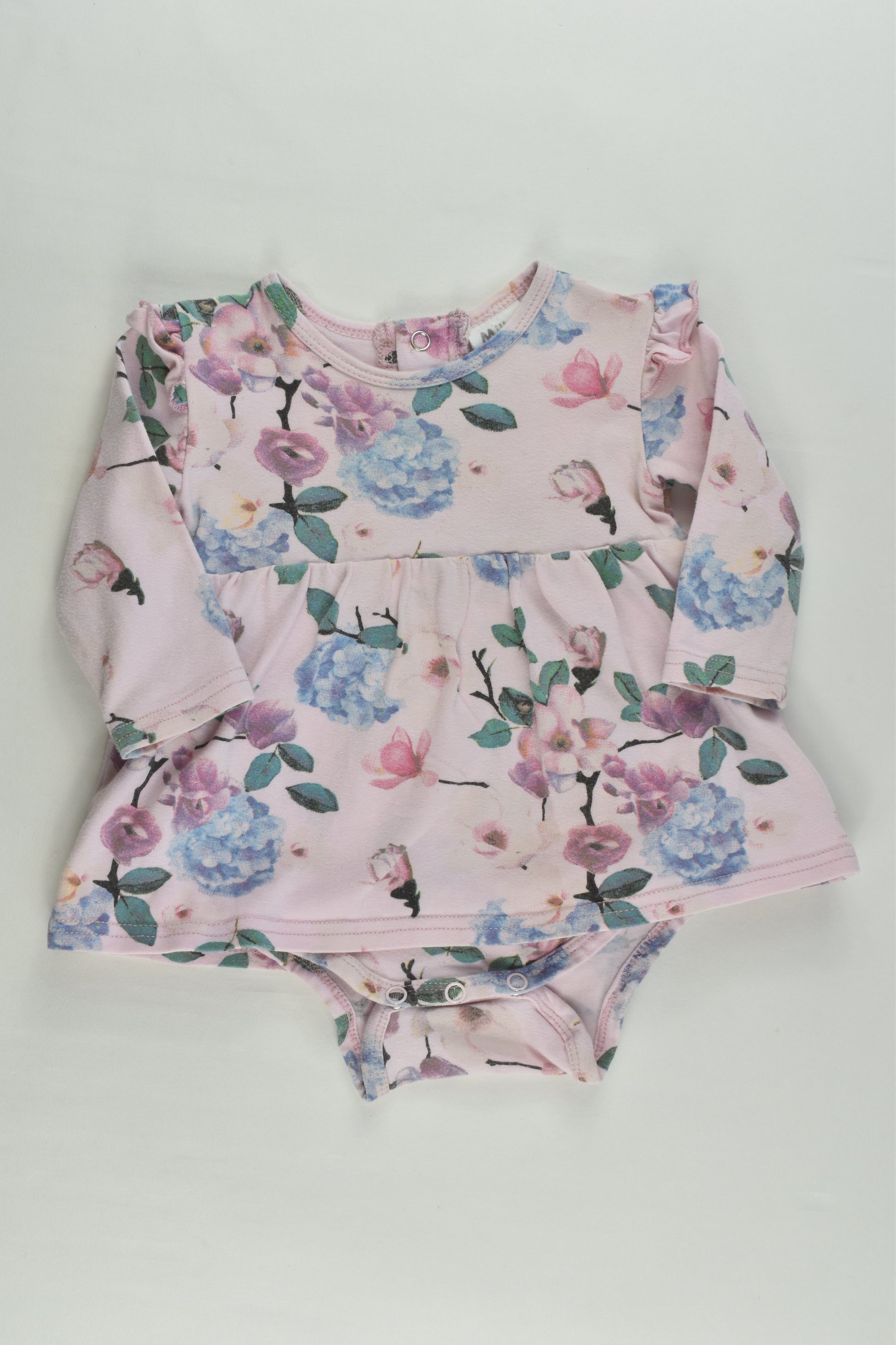 Milky Size 00 (3-6 months) Floral Dress with Bodysuit Underneath