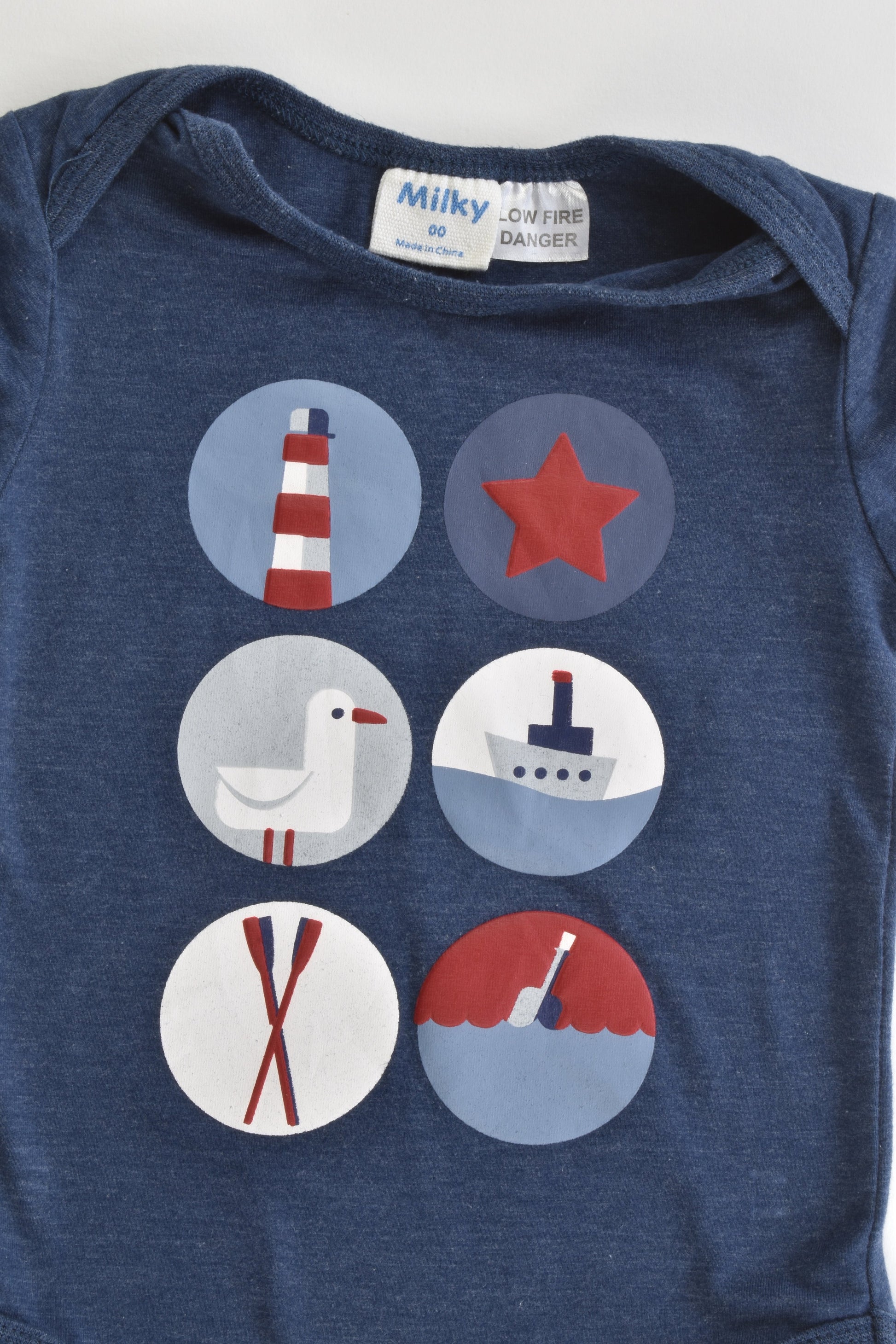 Milky Size 00 Nautical Bodysuit