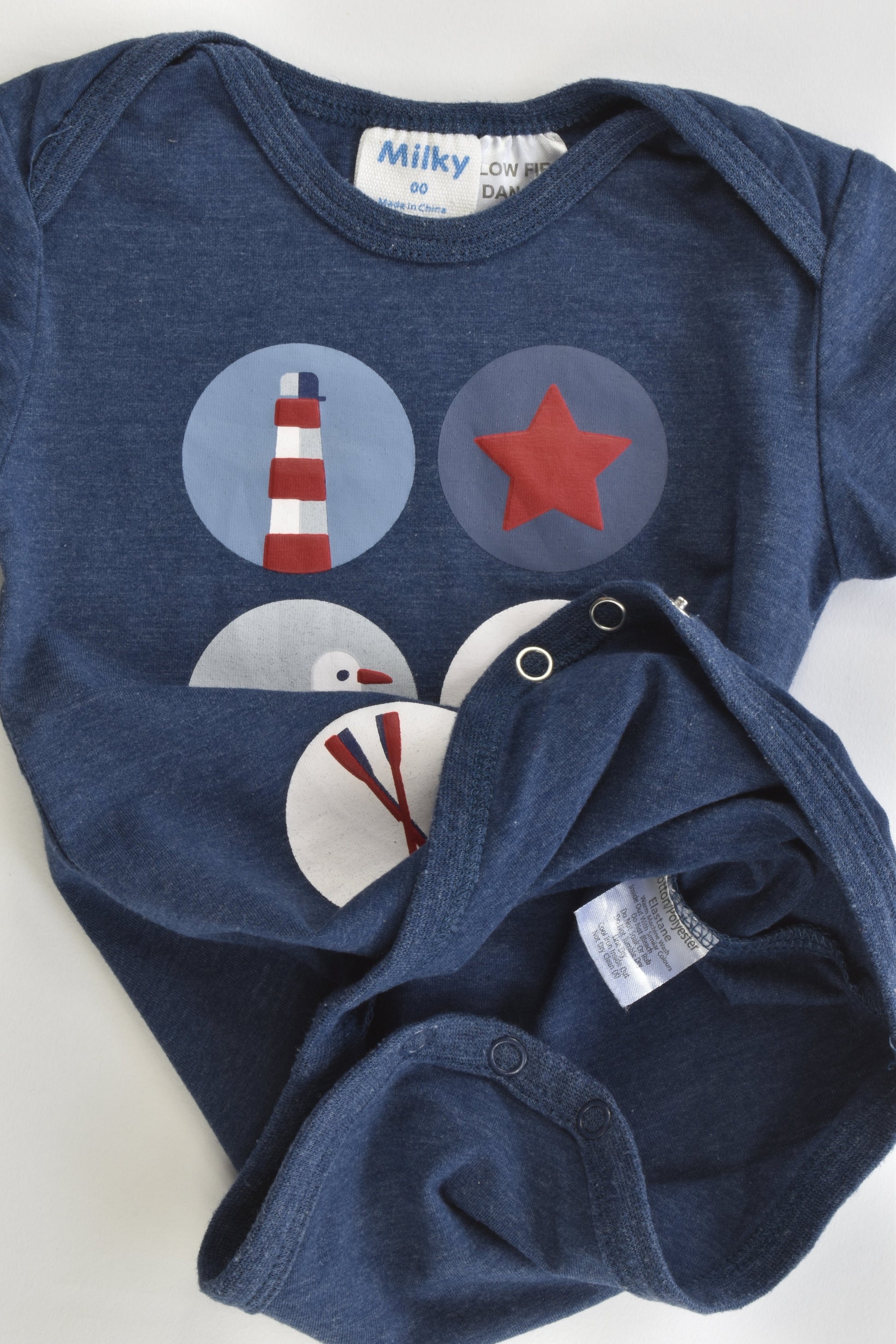 Milky Size 00 Nautical Bodysuit