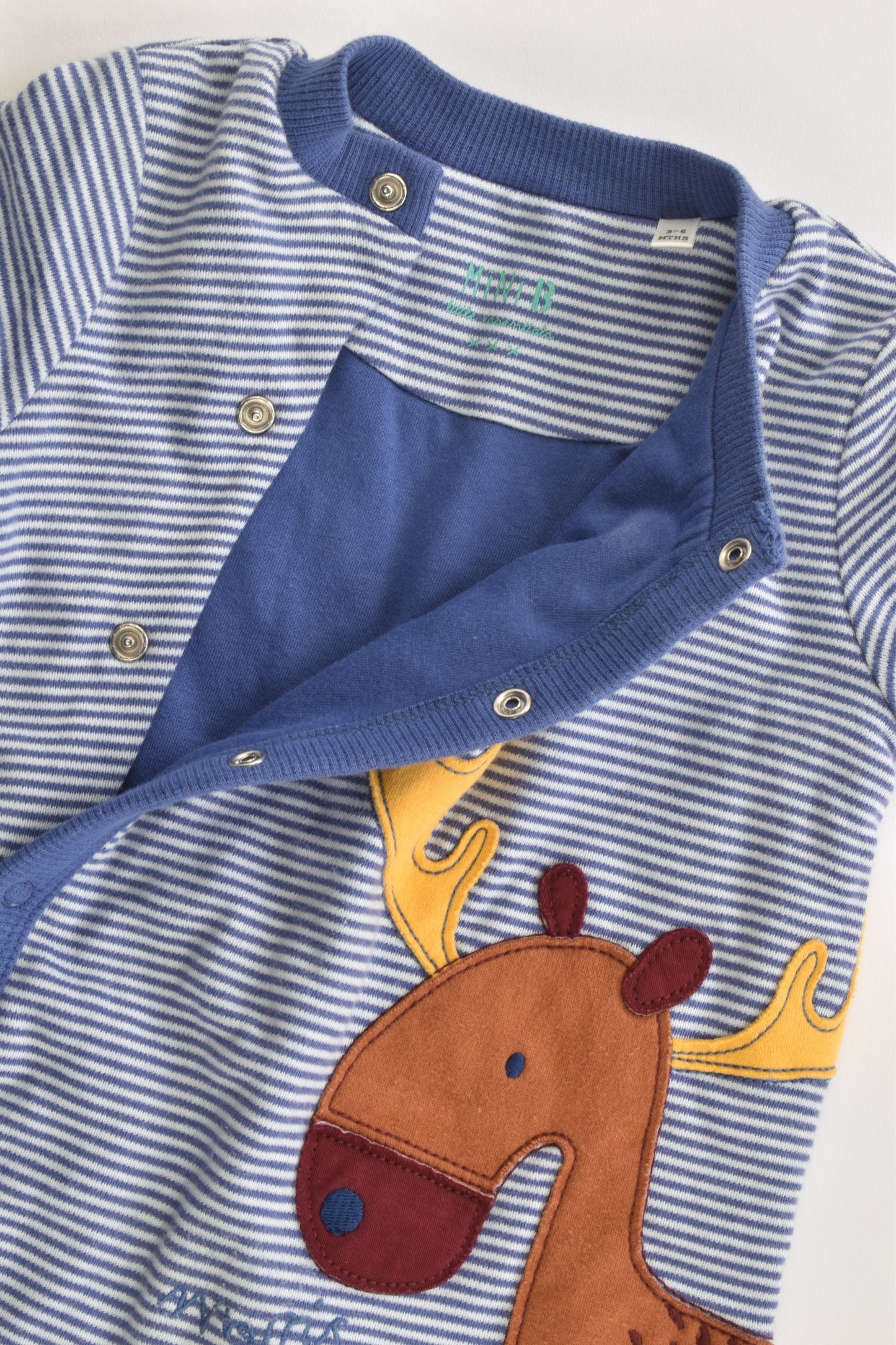 Mini B by BHS (UK) Size 00 (3-6 months) Lightly Padded Moose Footed Romper