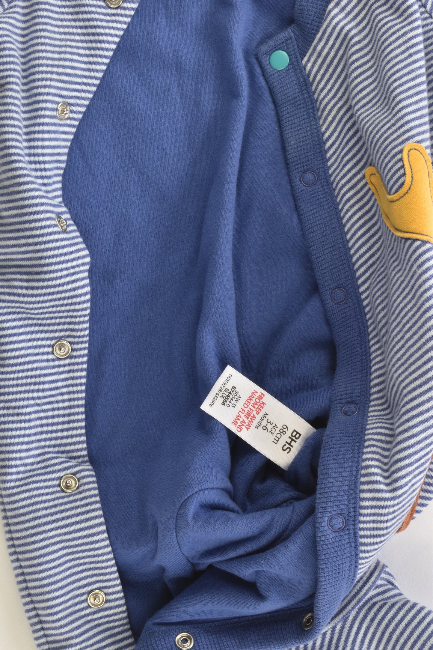 Mini B by BHS (UK) Size 00 (3-6 months) Lightly Padded Moose Footed Romper