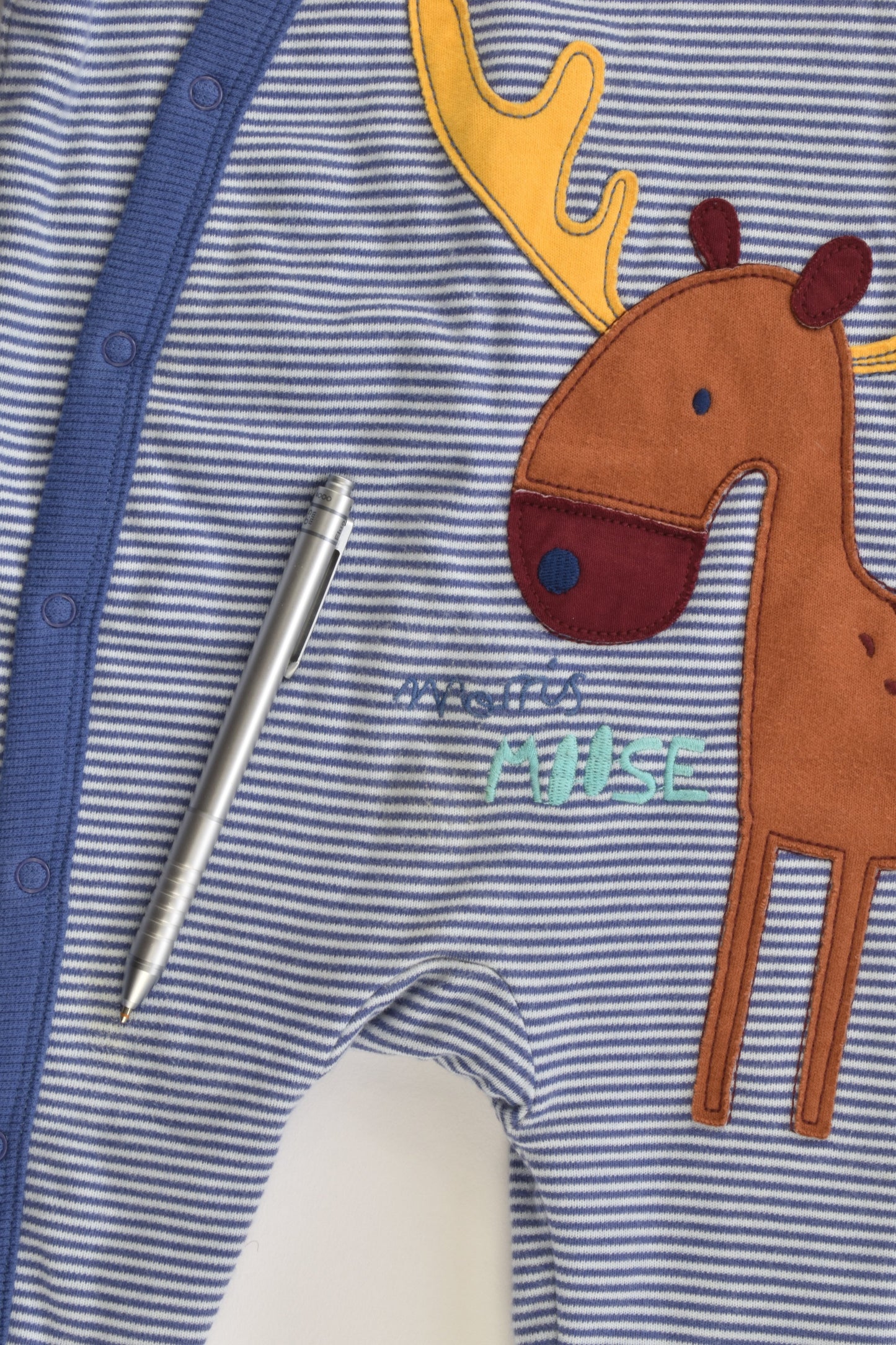 Mini B by BHS (UK) Size 00 (3-6 months) Lightly Padded Moose Footed Romper