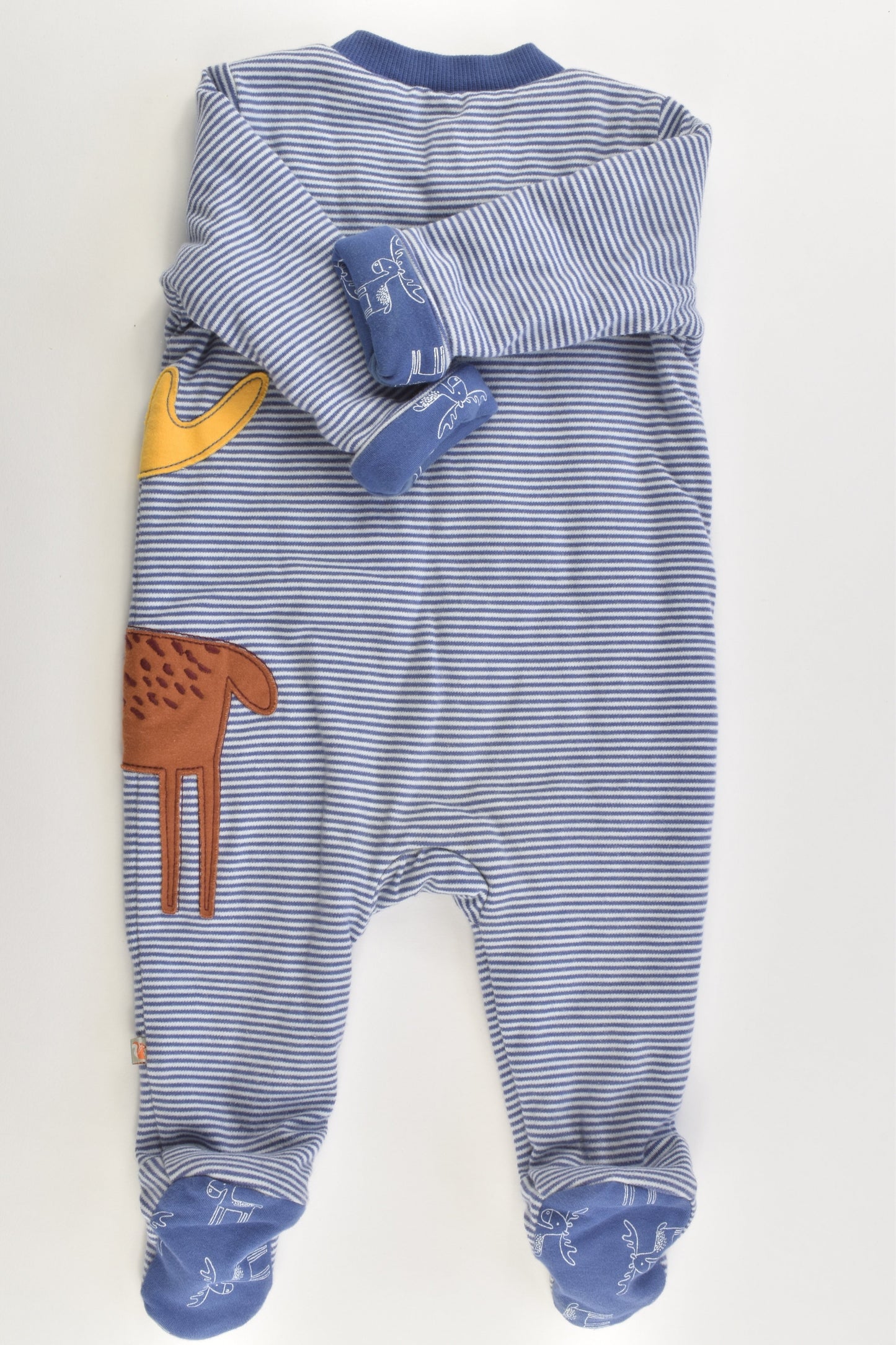 Mini B by BHS (UK) Size 00 (3-6 months) Lightly Padded Moose Footed Romper