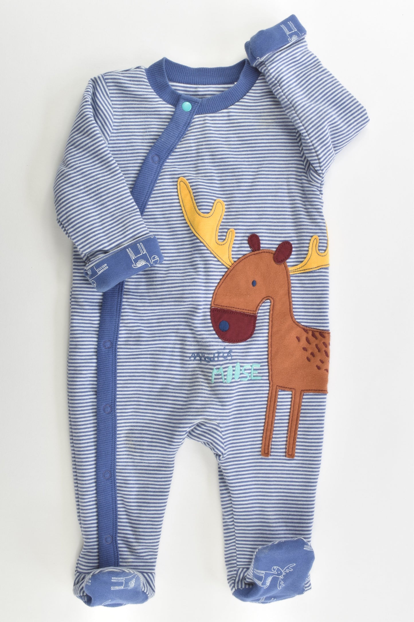 Mini B by BHS (UK) Size 00 (3-6 months) Lightly Padded Moose Footed Romper