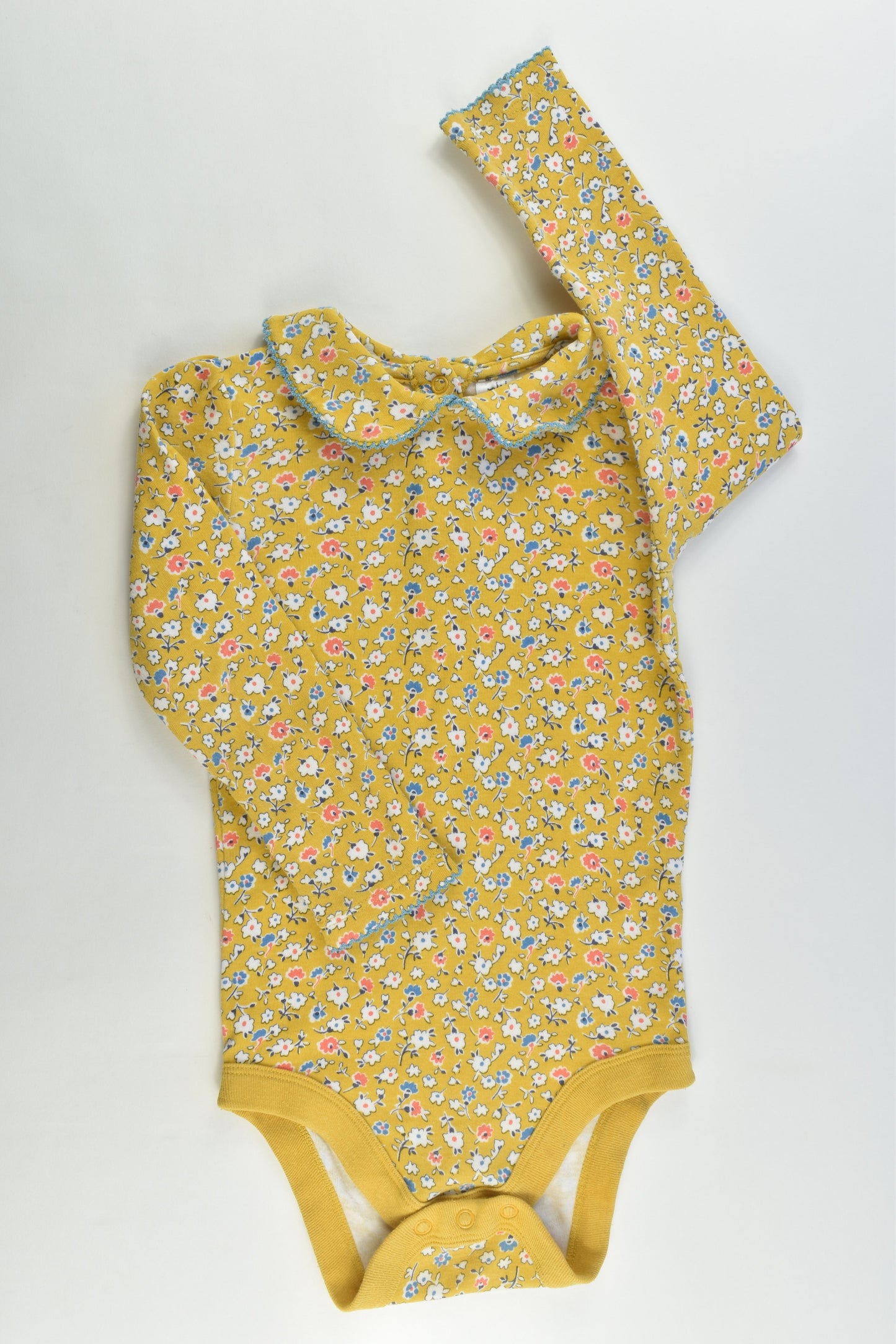 Mini Boden Size 18-24 months Floral Mustard Bodysuit