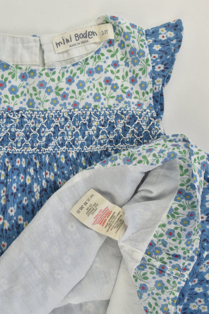 Mini Boden Size 2-3 Floral Lined Smocked Dress
