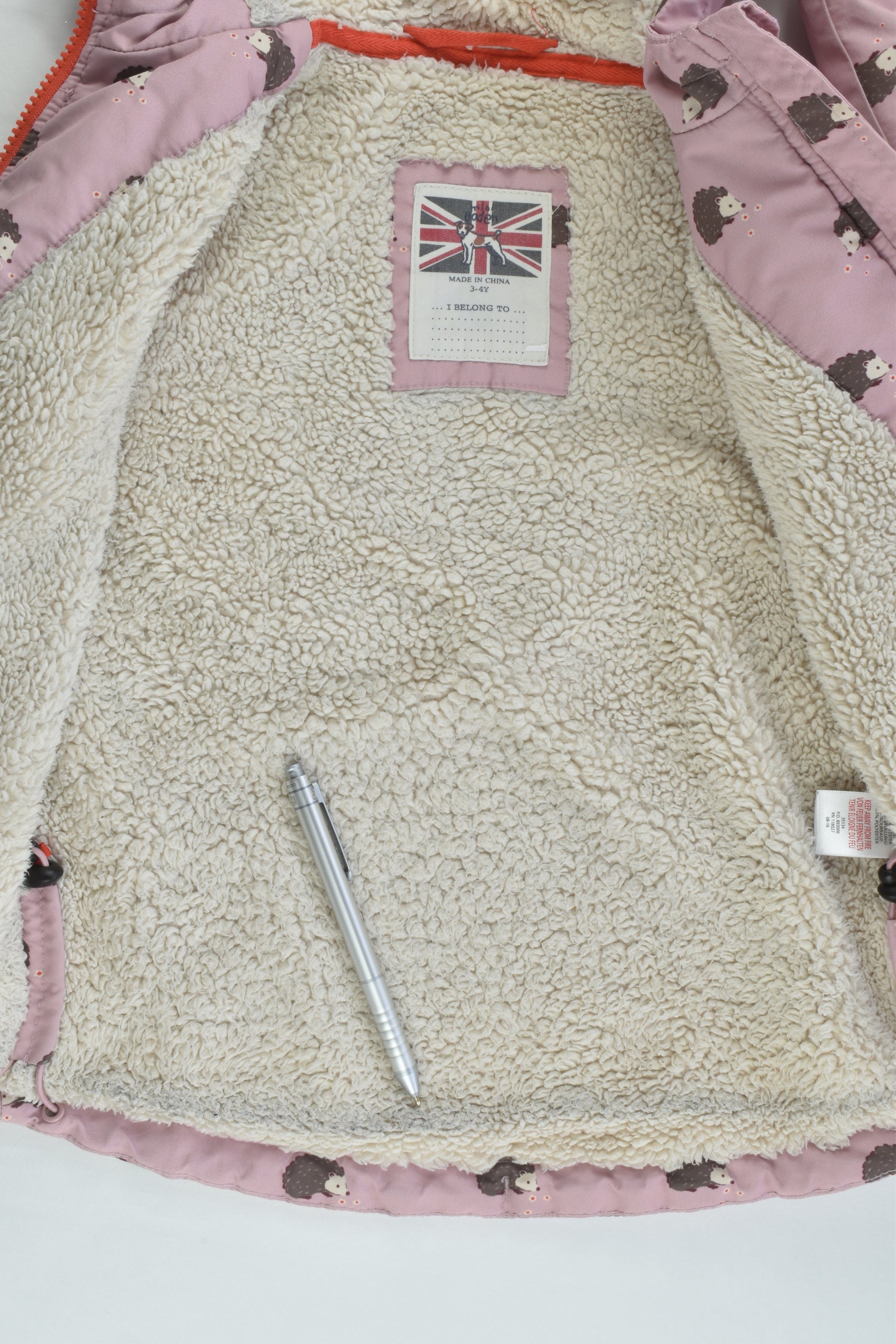 Mini Boden Size 3-4 Hedgehogs Warm Winter Jacket