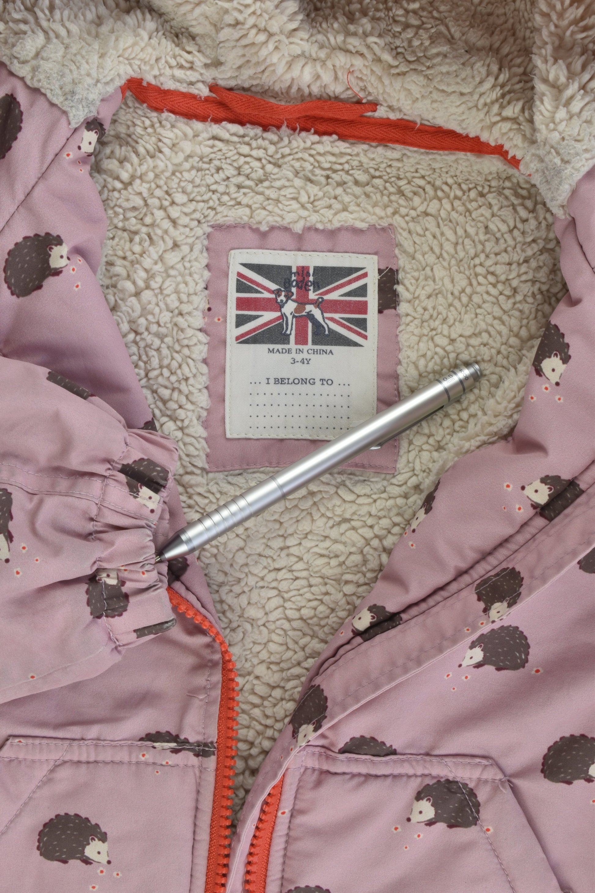 Mini Boden Size 3-4 Hedgehogs Warm Winter Jacket