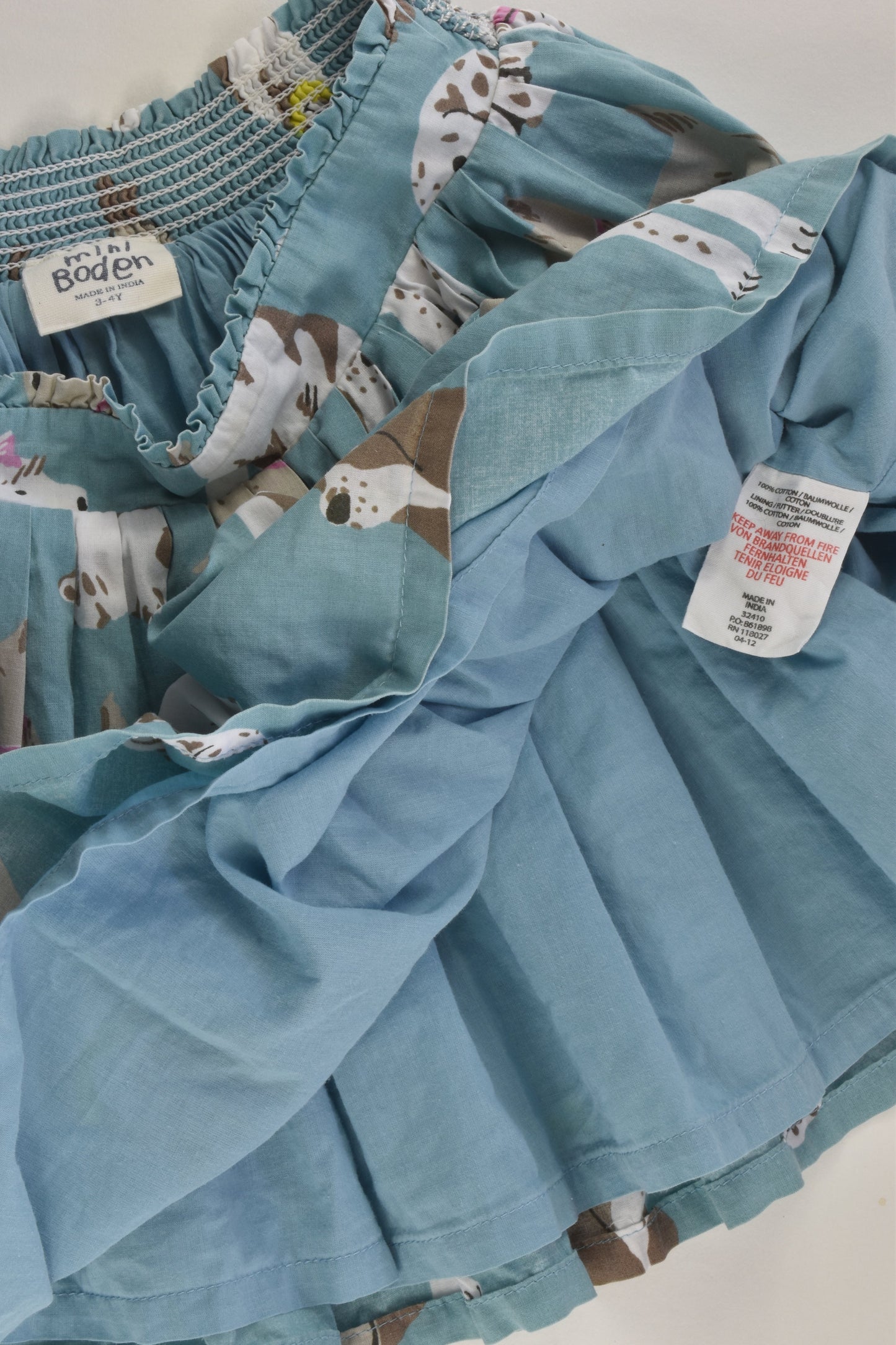 Mini Boden Size 3-4 Lined Dogs Skirt