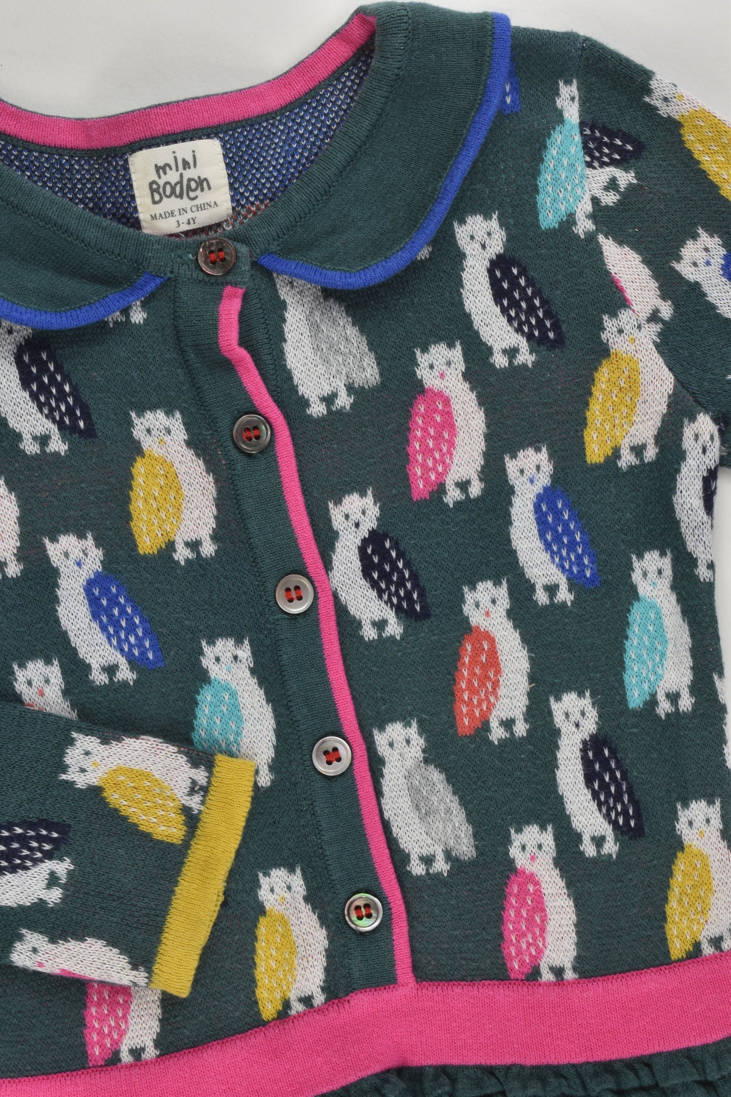 Mini Boden Size 3-4 Owl Knitted Dress