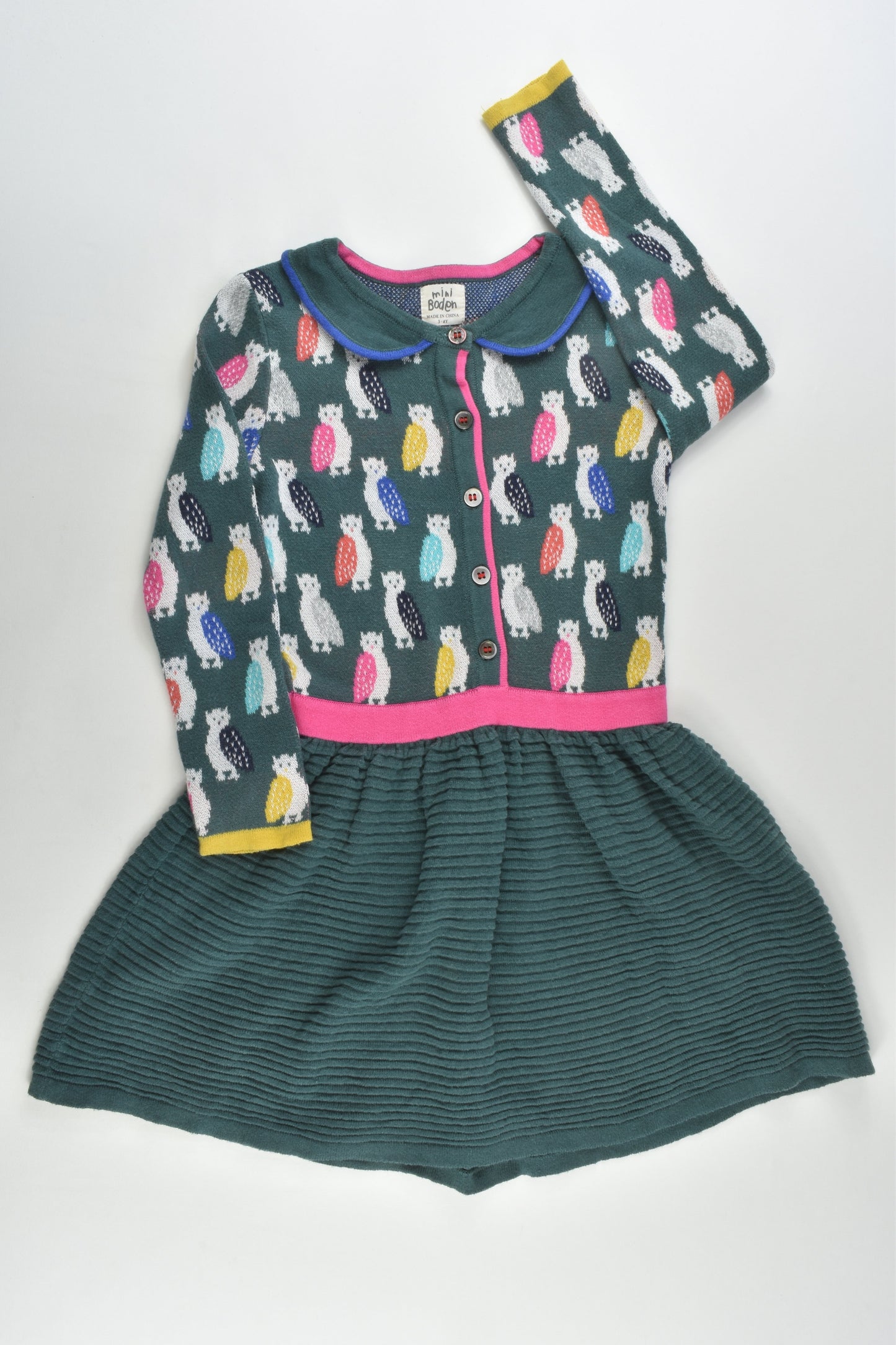 Mini Boden Size 3-4 Owl Knitted Dress