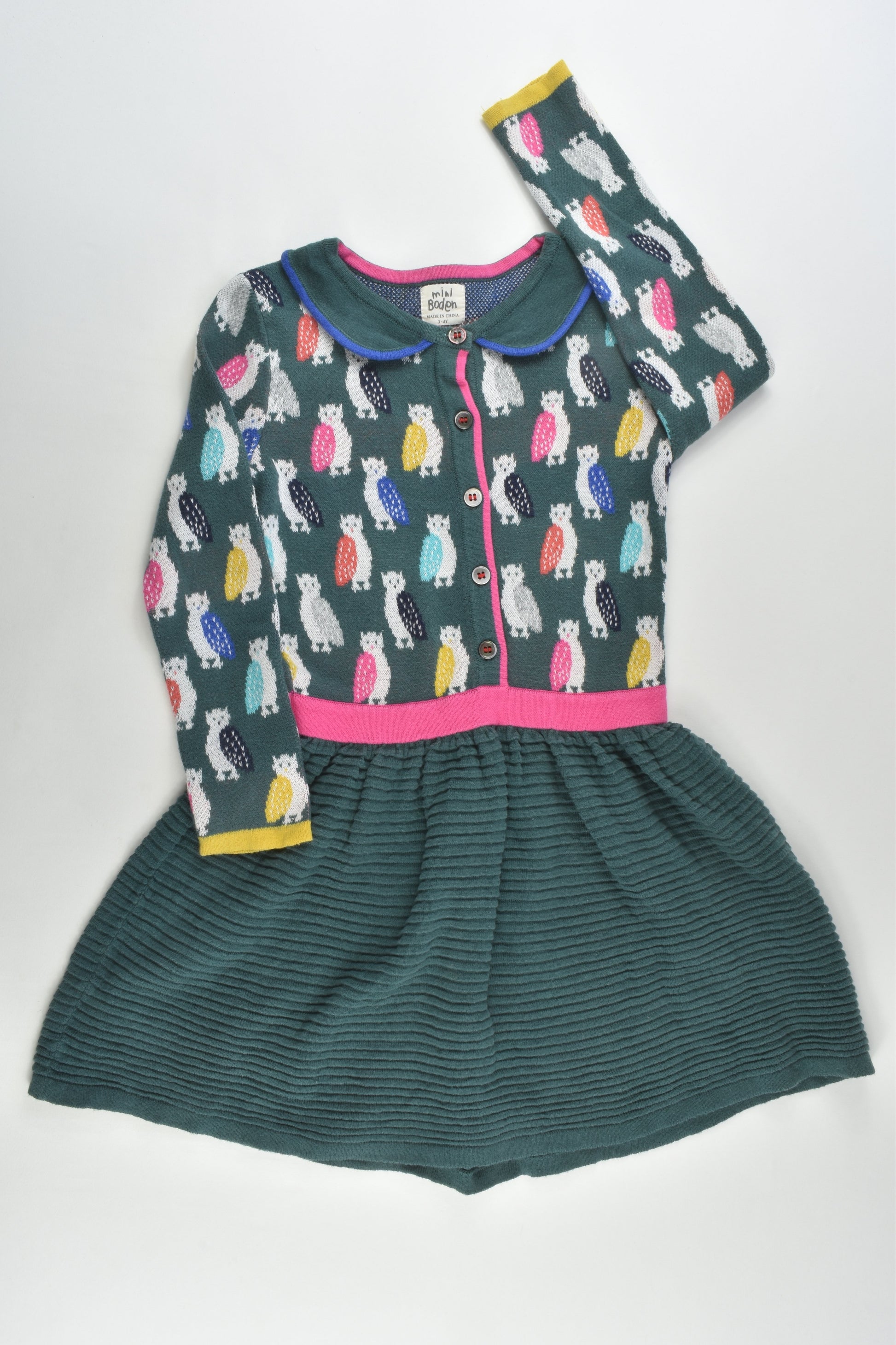 Mini Boden Size 3-4 Owl Knitted Dress