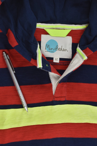 Mini Boden Size 6-7 (122 cm) Striped Hooded Jumper