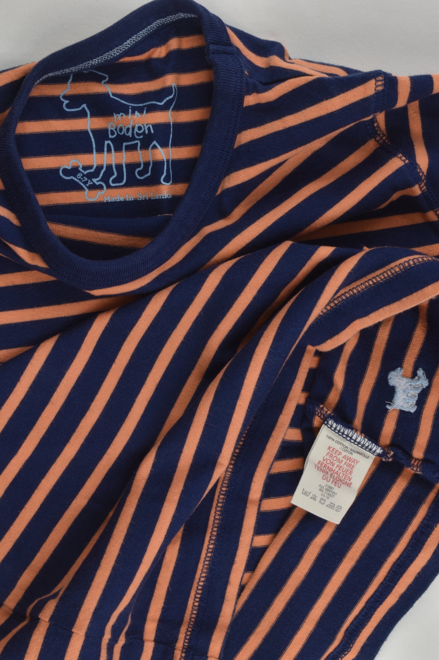 Mini Boden Size 6-7 (122 cm) Striped Top