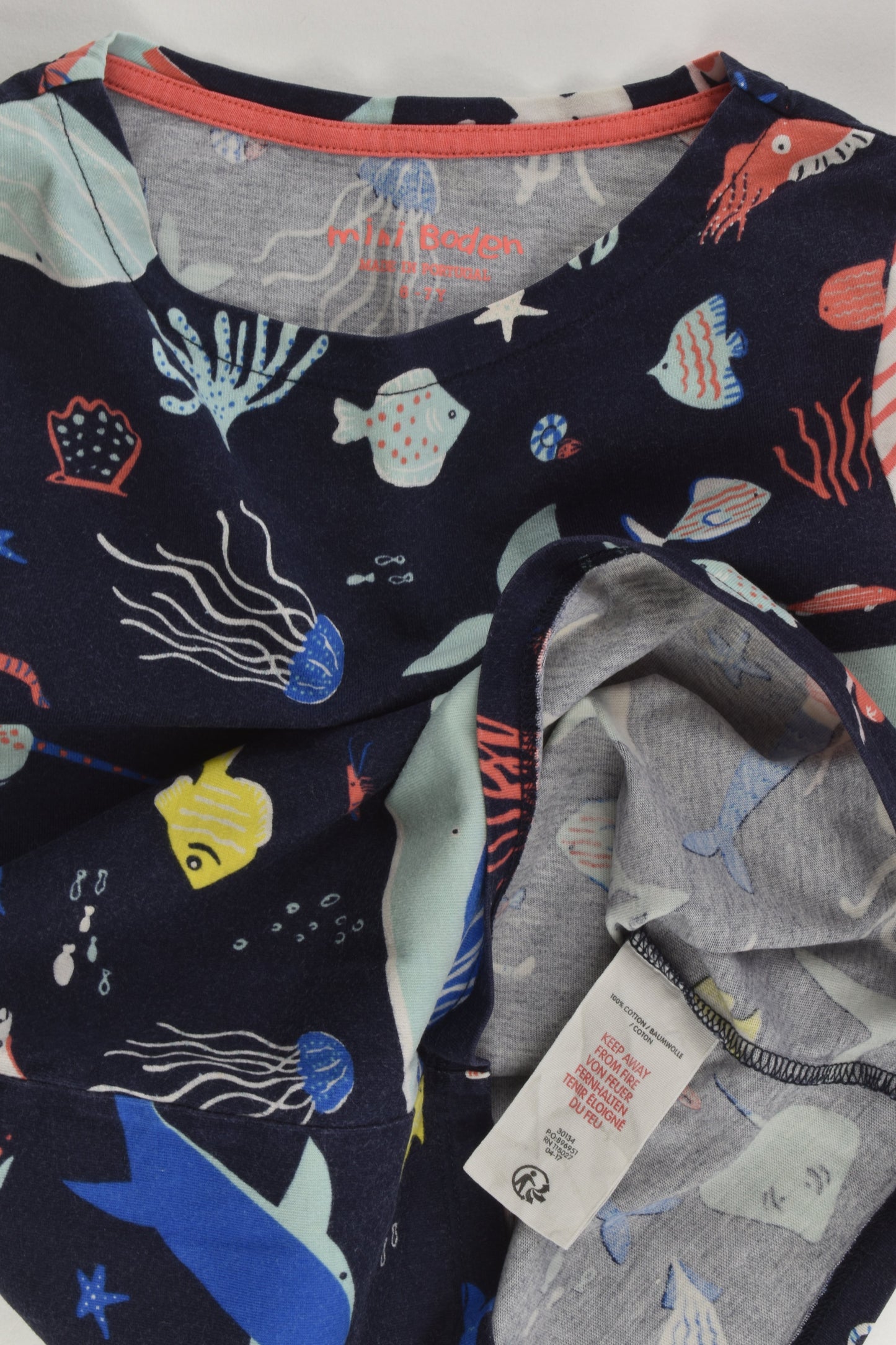 Mini Boden Size 6-7 Sea Creatures T-shirt