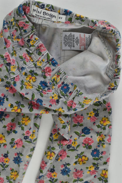 Mini Boden Size 6 Floral Stretchy Cord Pants