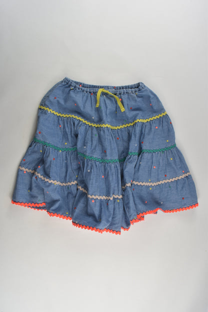 Mini Boden Size 7-8 (128 cm) Lightweight Denim Skirt with Colourful Details
