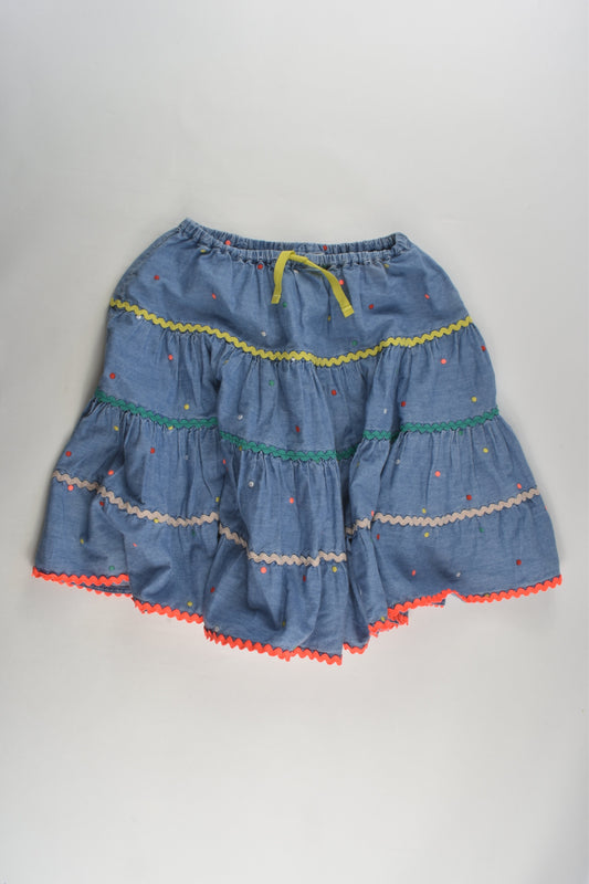 Mini Boden Size 7-8 (128 cm) Lightweight Denim Skirt with Colourful Details