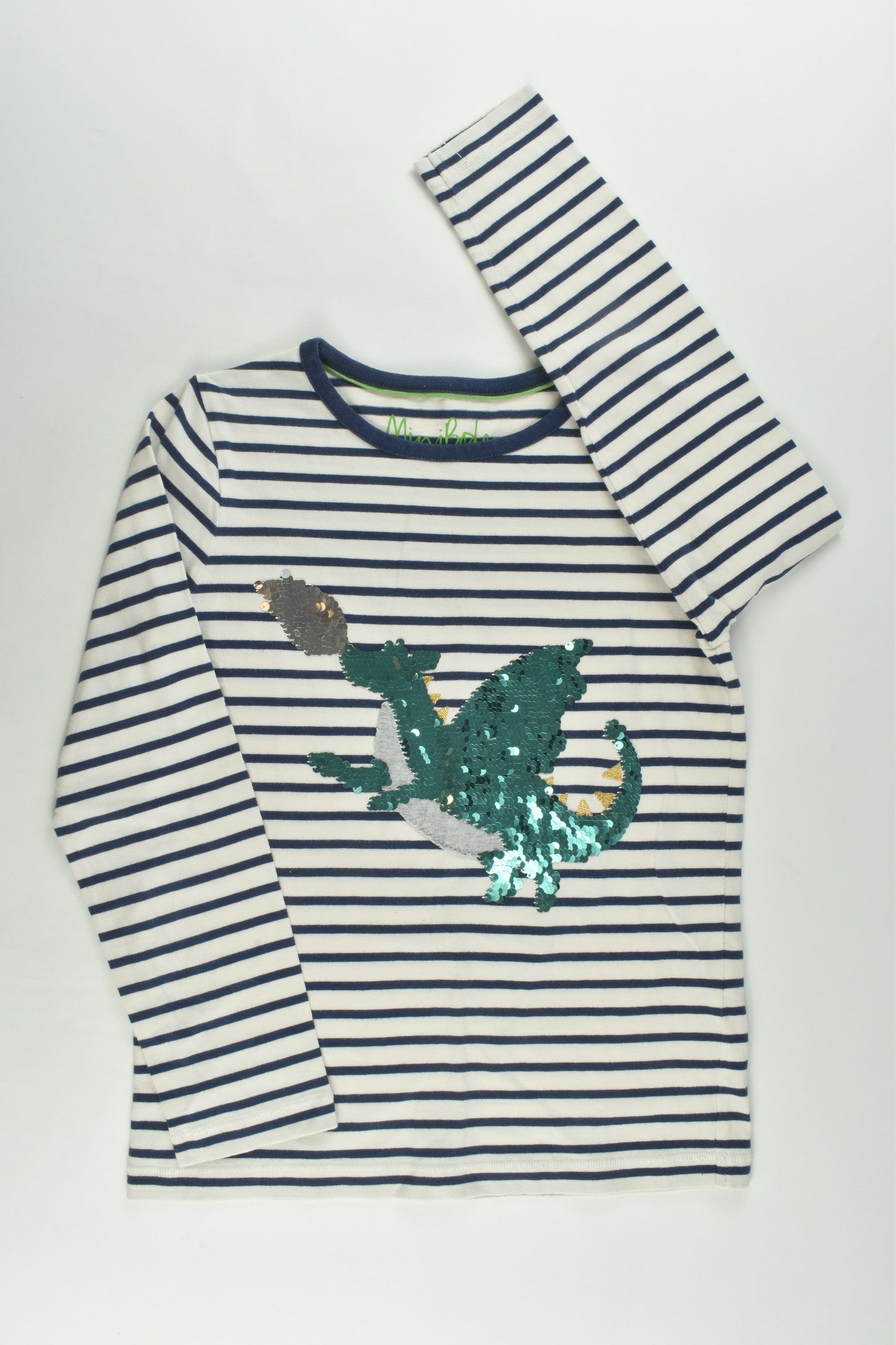 Mini Boden Size 7-8 (128 cm) Reversible Sequins Dragon Top
