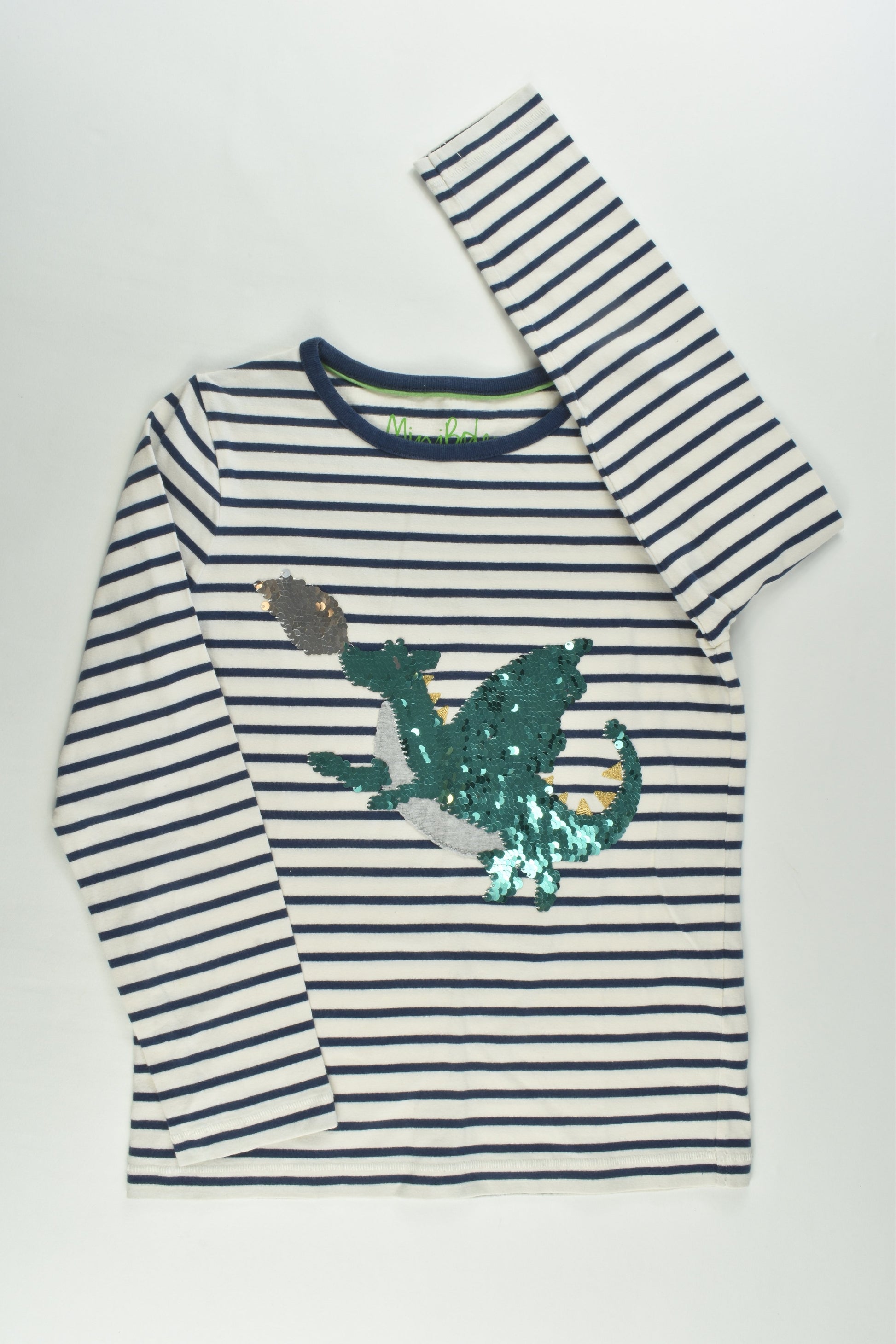 Mini Boden Size 7-8 (128 cm) Reversible Sequins Dragon Top