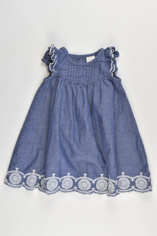 Mini Club Size 0-3 months Soft Denim Dress with Lace Details
