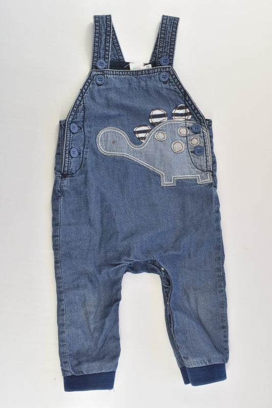 Mini Club Size 0 (6-9 months) Soft Lined Dinosaur Denim Overalls