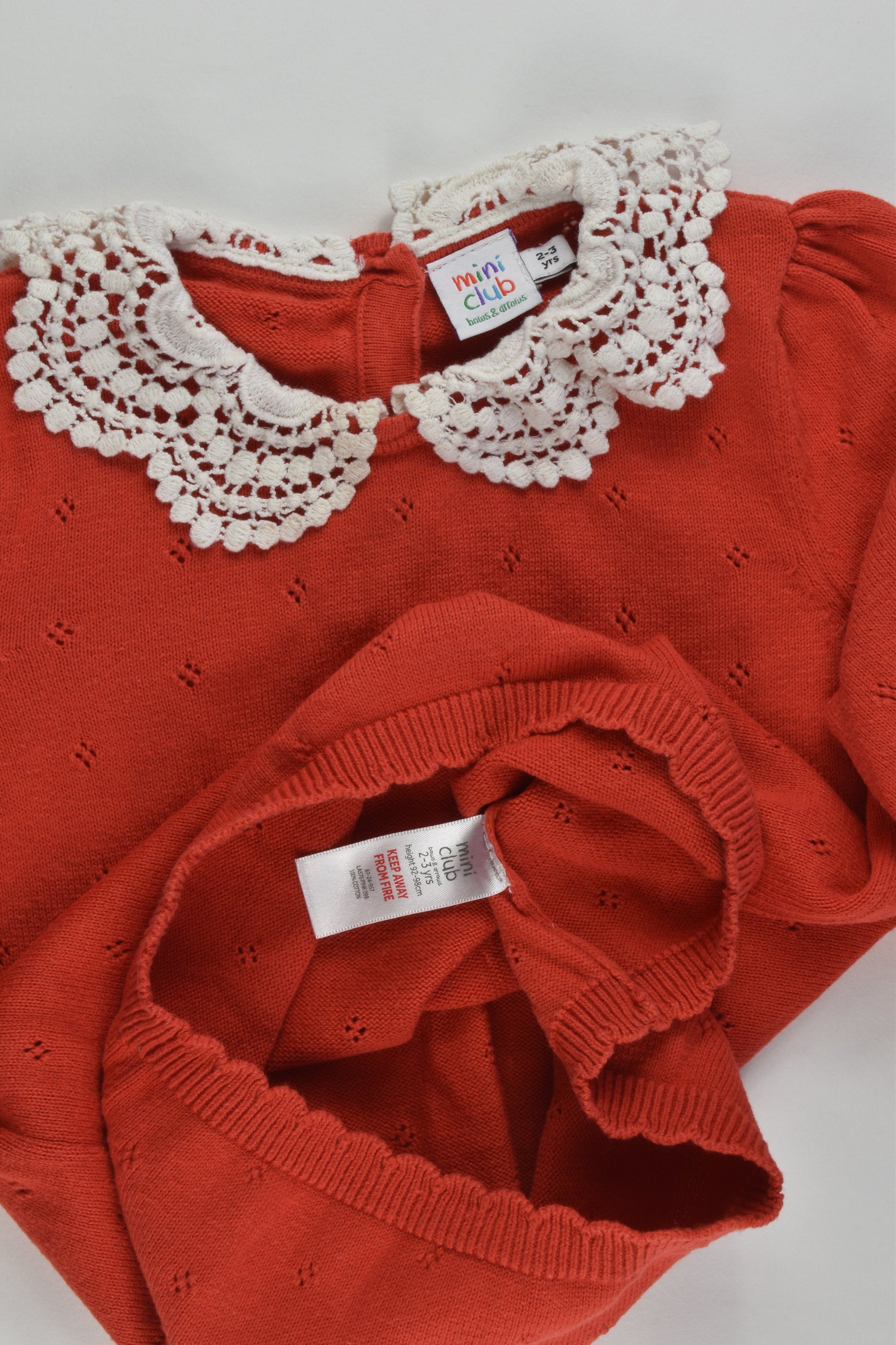 Mini Club Size 2-3 (92-98 cm) Knitted Jumper with Lace Collar
