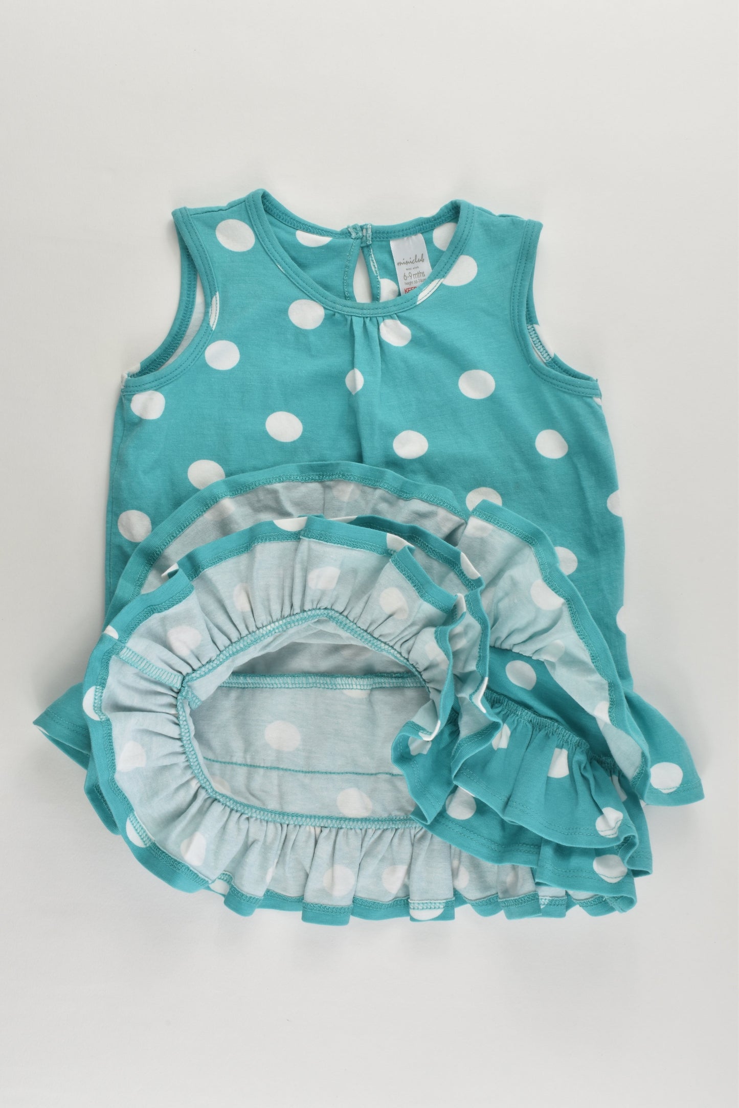 Mini Club (UK) Size 0 (6-9 months, 68-74 cm) Polka Dots Ruffle Hem Dress