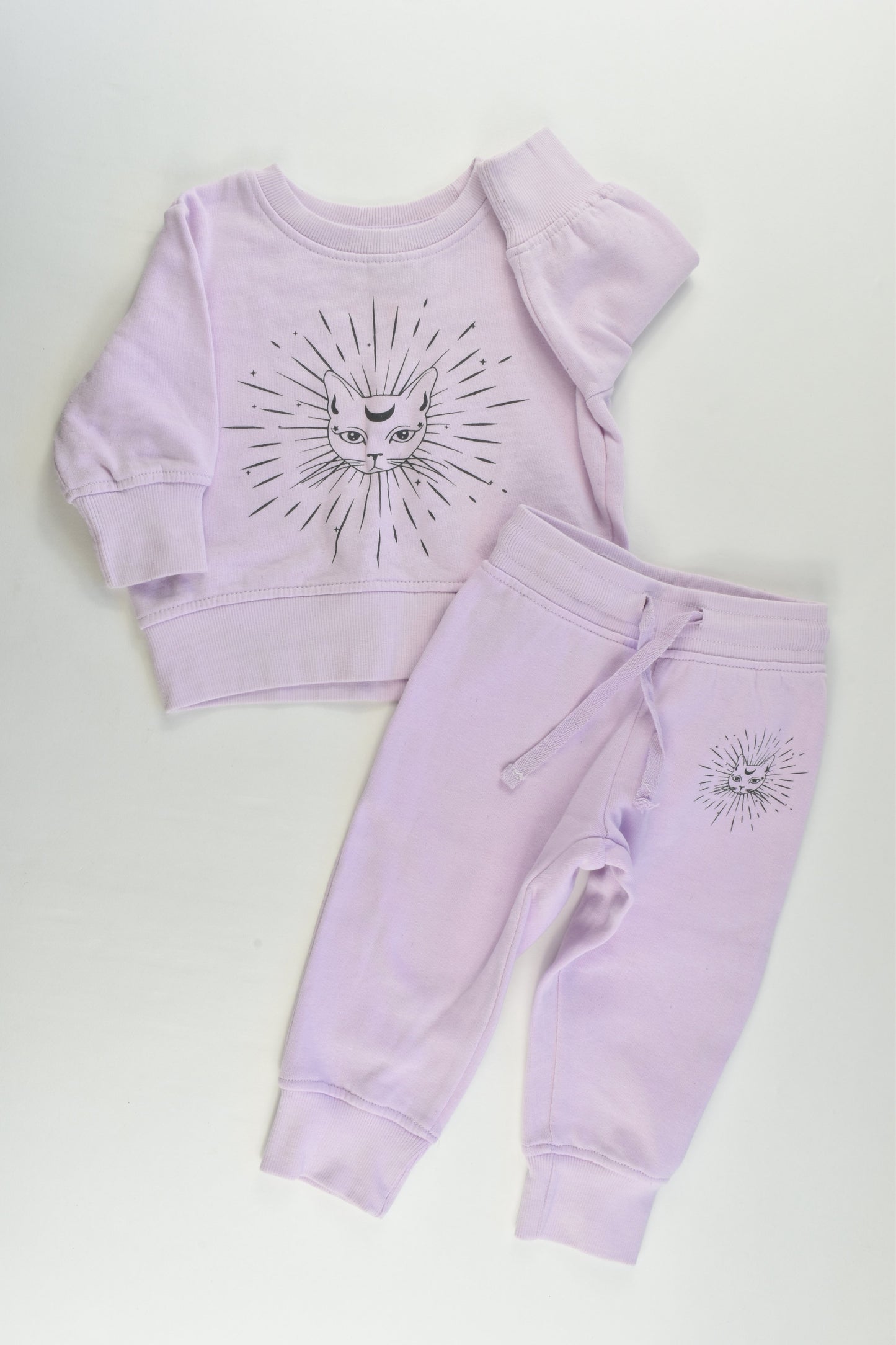 Mini Mango Size 1 Cosmic Cat Sweater and Matching Track Pants