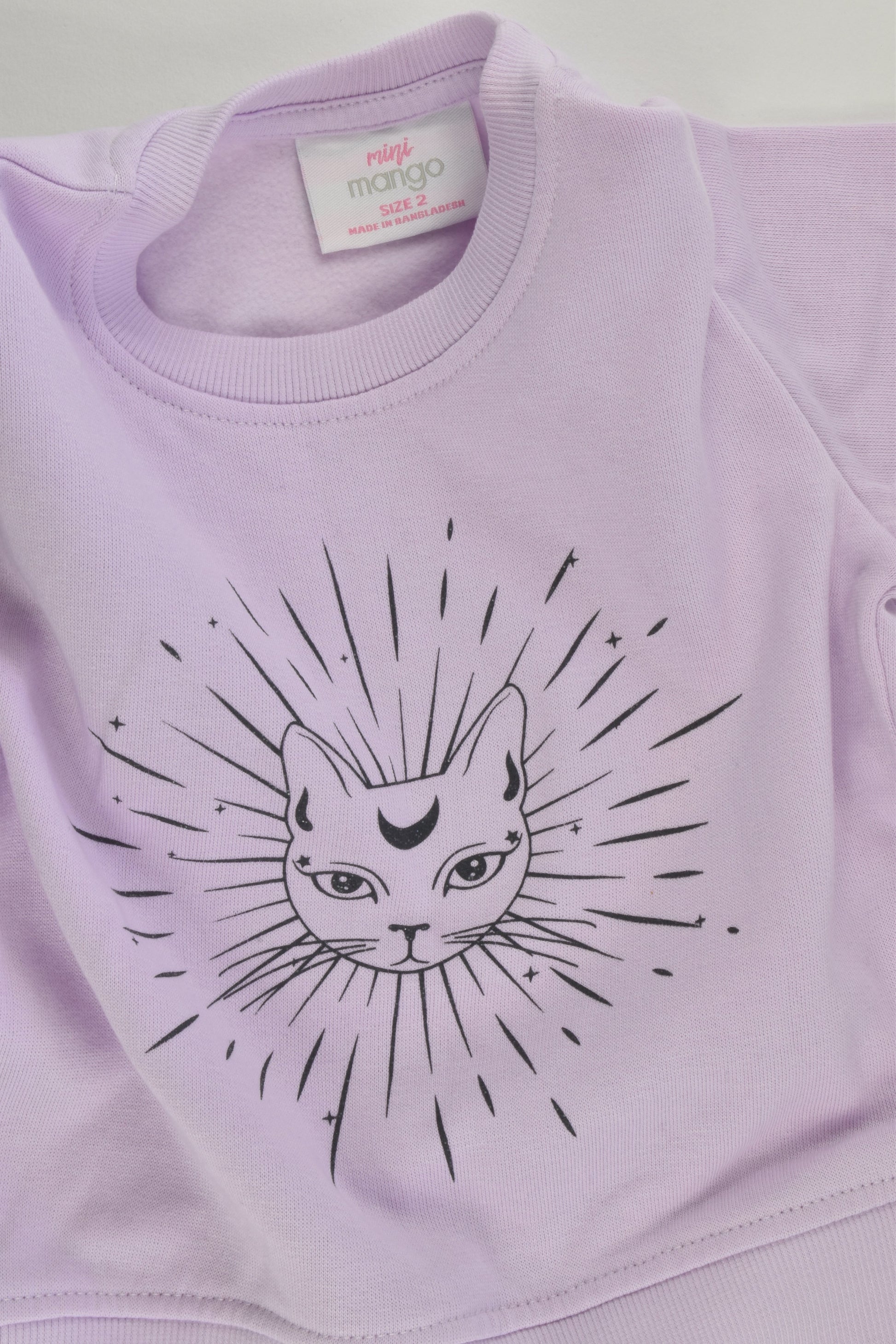 Mini Mango Size 2 Cosmic Cat Sweater Paired with Favourites Track Pants