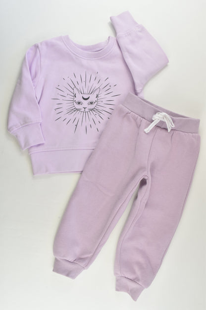 Mini Mango Size 2 Cosmic Cat Sweater Paired with Favourites Track Pants