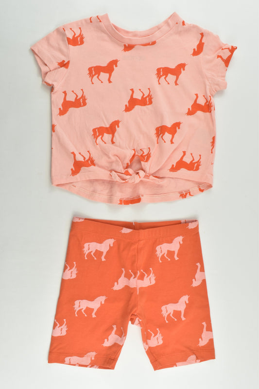 Mini Mango Size 2 Retro Unicorn Tie Front T-shirt and Shorts
