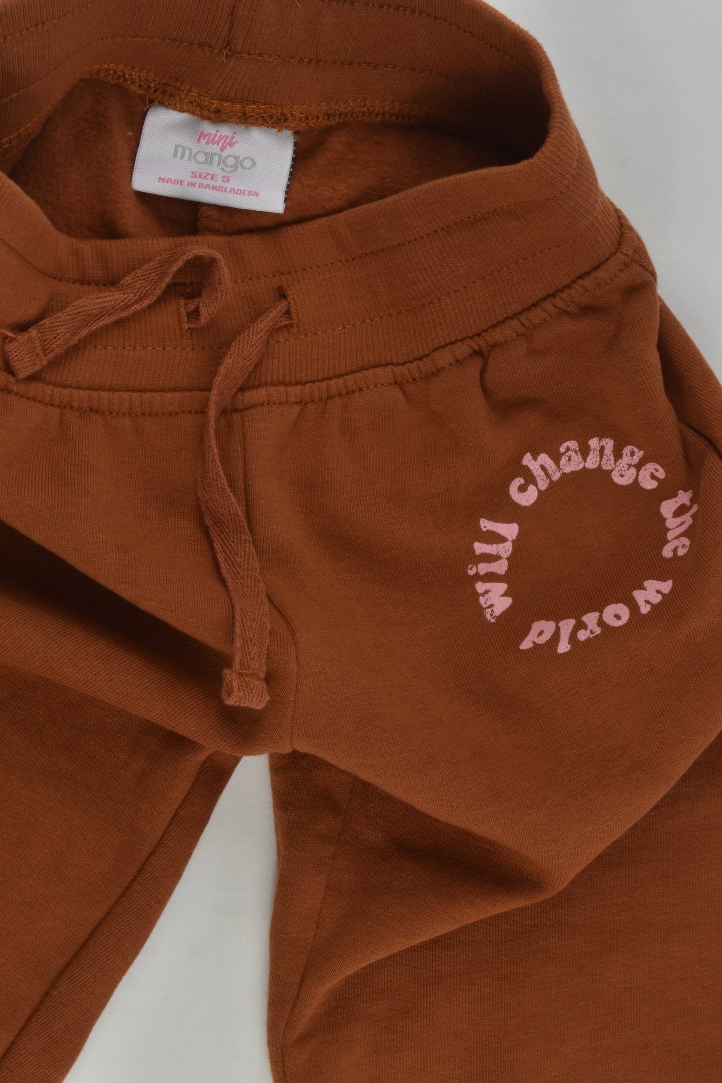 Mini Mango Size 5 'Will Change The World' Track Pants