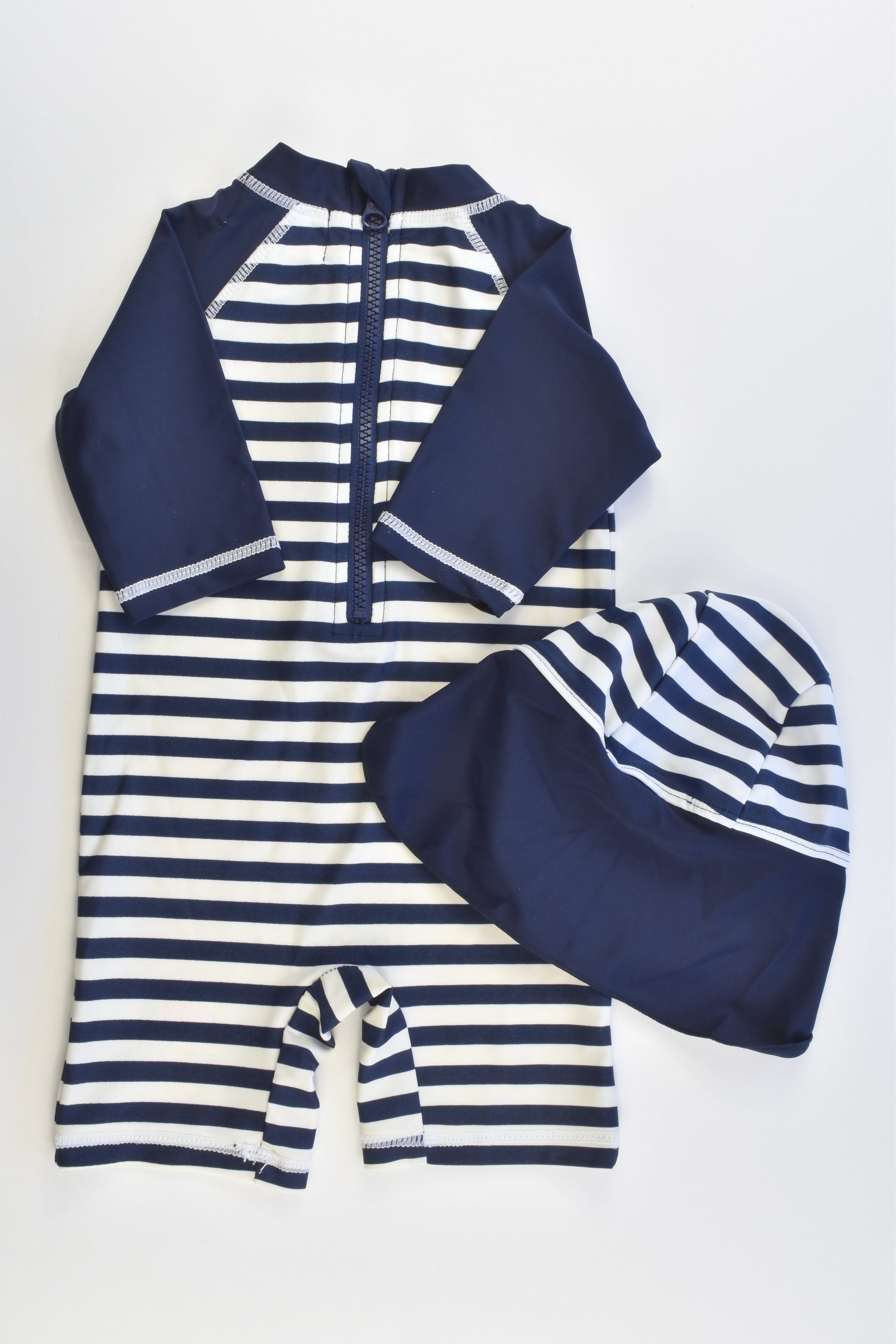 Mini Rebel Size 1 (12-18 months, 86 cm) Striped Turtle Rashie Suit and Hat