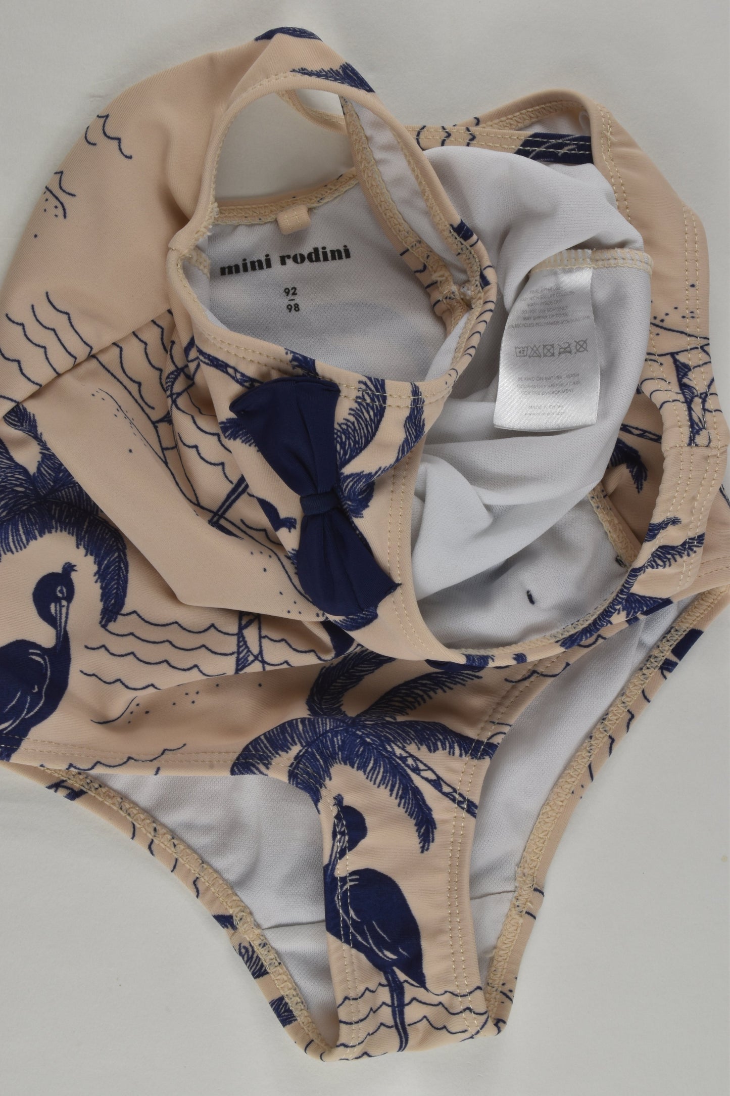 Mini Rodini Size 2-3 (92-98 cm) Bird and Palm Tree Lined Swimsuit