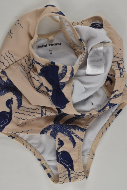 Mini Rodini Size 2-3 (92-98 cm) Bird and Palm Tree Lined Swimsuit