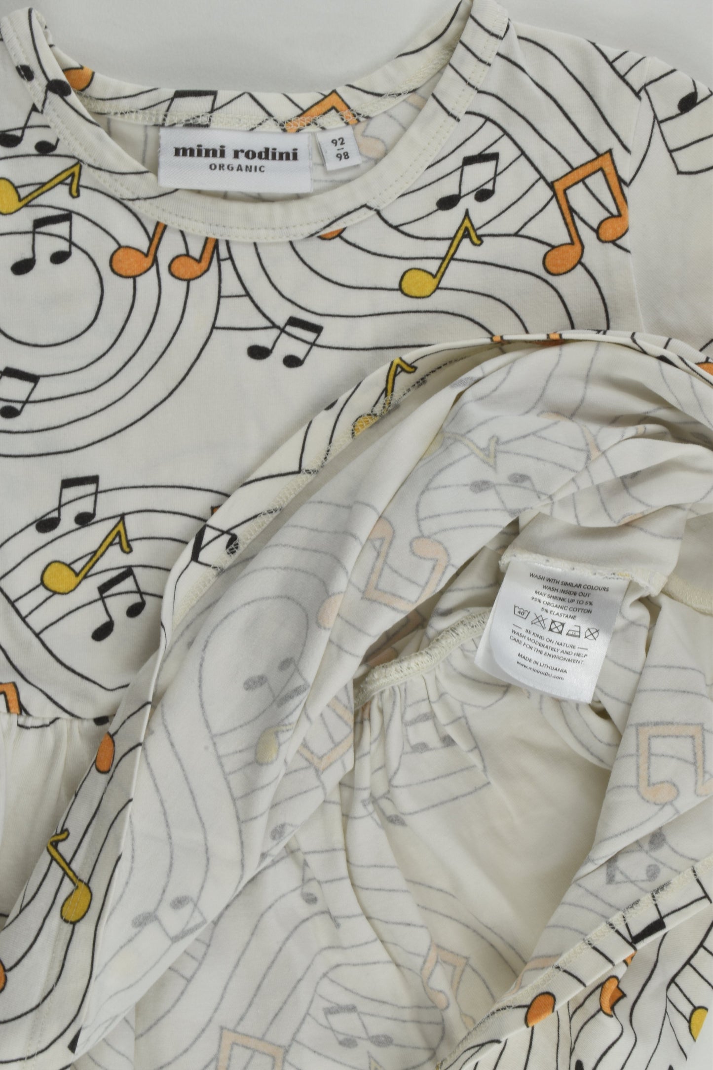Mini Rodini Size 2-3 (92/98 cm) Musical Notes Dress