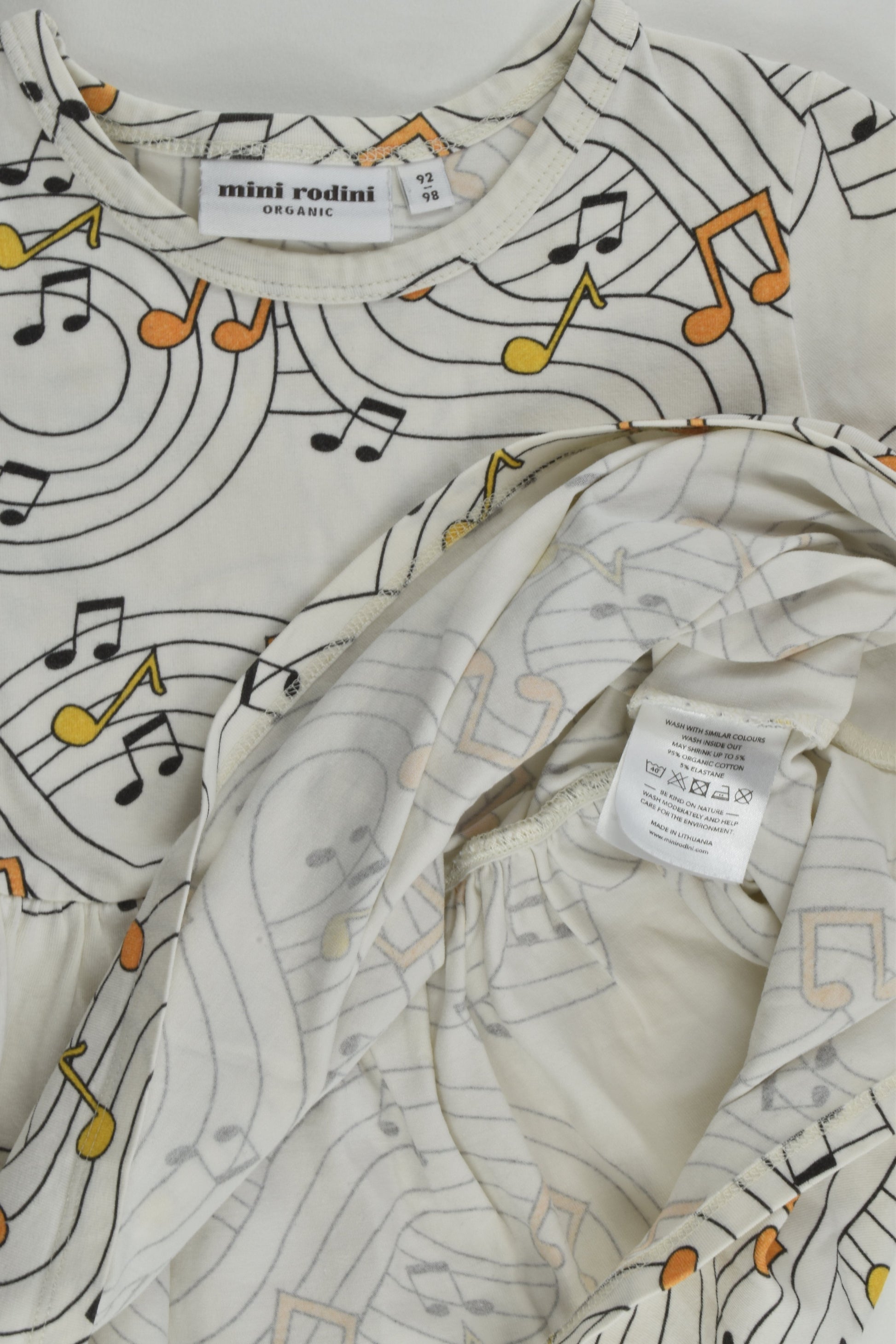 Mini Rodini Size 2-3 (92/98 cm) Musical Notes Dress
