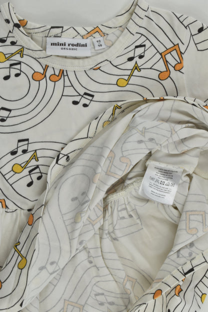 Mini Rodini Size 2-3 (92/98 cm) Musical Notes Dress