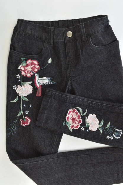 Miss Understood Size 10 Stretchy Denim Pants with Embroidery