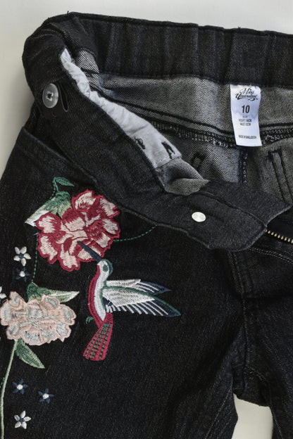 Miss Understood Size 10 Stretchy Denim Pants with Embroidery