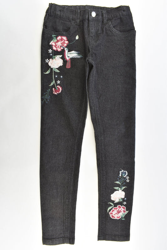 Miss Understood Size 10 Stretchy Denim Pants with Embroidery