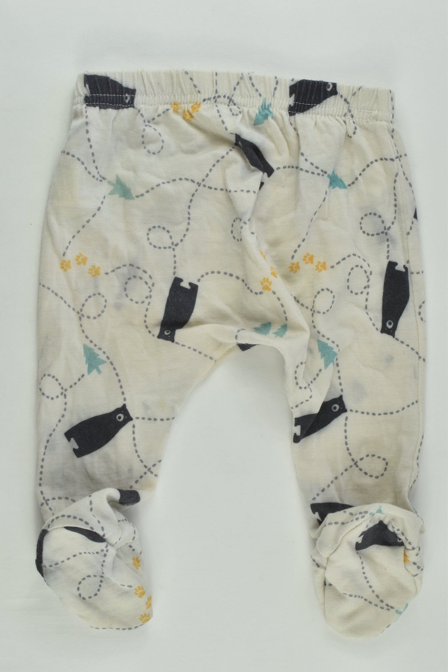 Mokopuna Size 00 Footed Bear Merino Pants