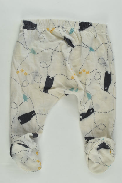 Mokopuna Size 00 Footed Bear Merino Pants