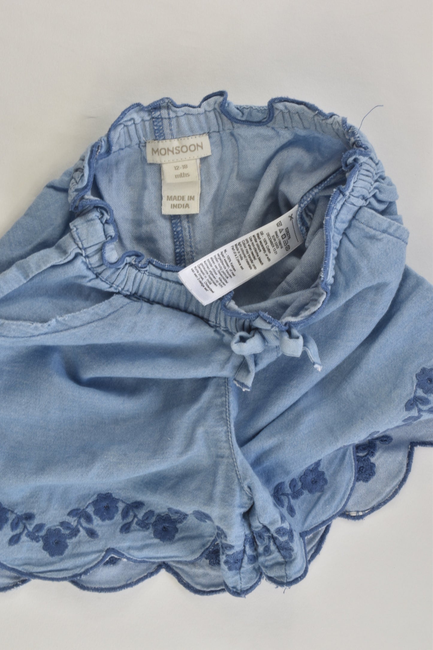 Monsoon Size 1 (12-18 months) Lightweight Denim Shorts