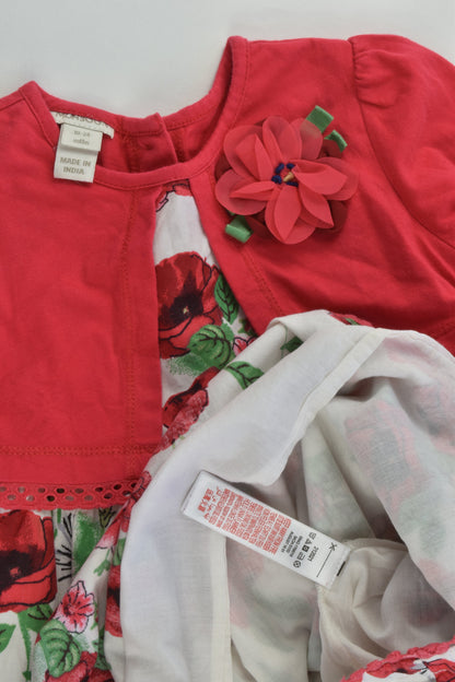 Monsoon Size 2 (18-24 months) Lined Roses Dress