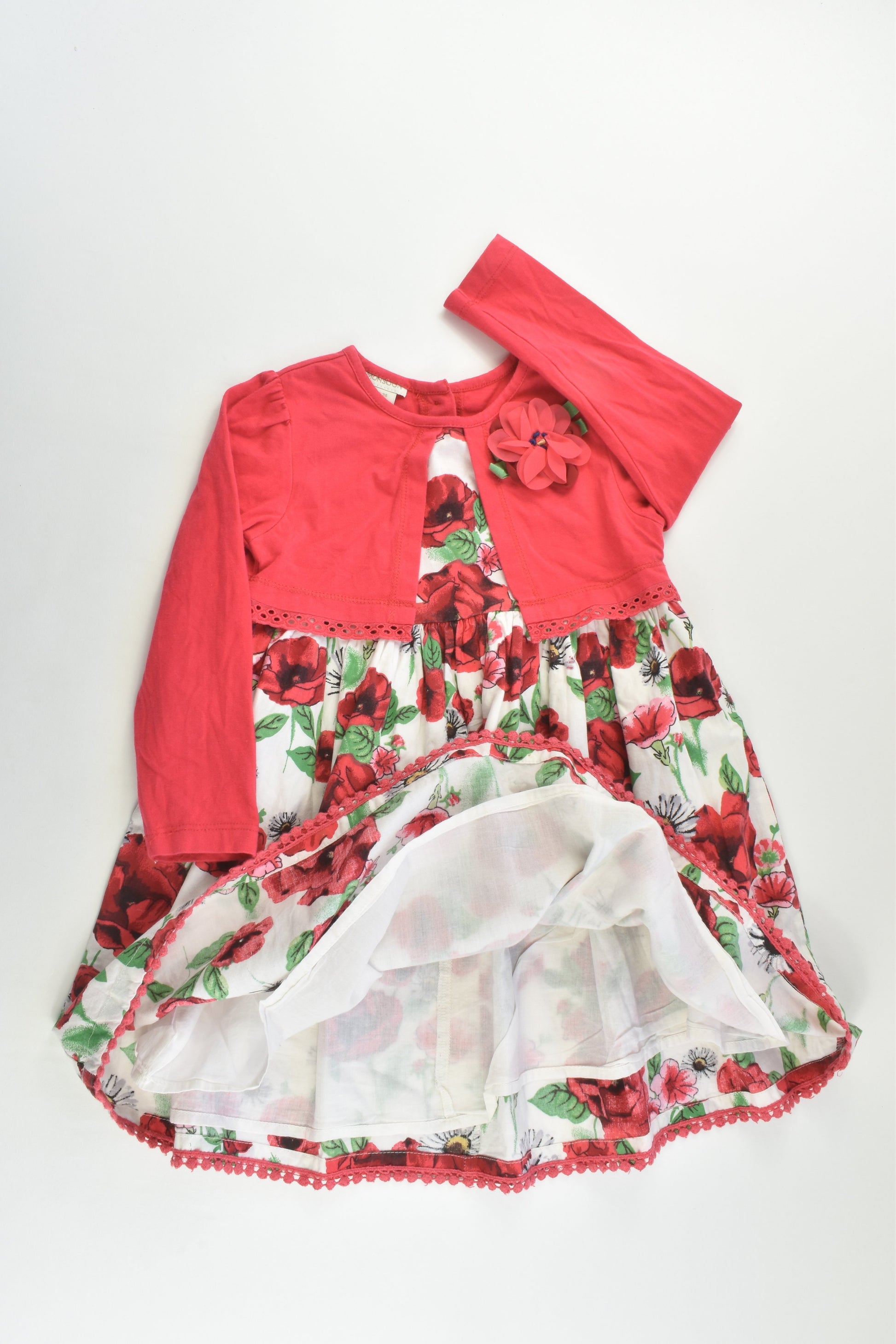 Monsoon Size 2 (18-24 months) Lined Roses Dress
