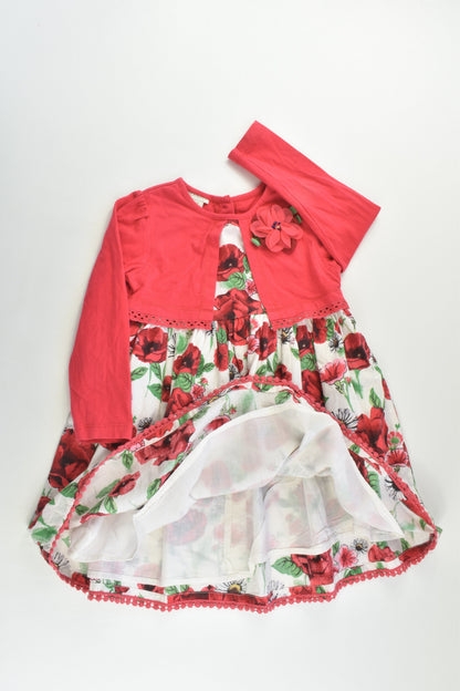 Monsoon Size 2 (18-24 months) Lined Roses Dress